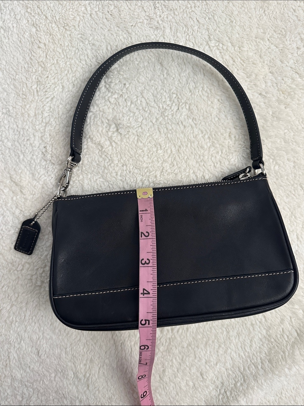 Y2K Coach 7785 Hamptons Demi Pouch Black Leather Bag Purse Old Money Minimalist - Picture 5 of 10